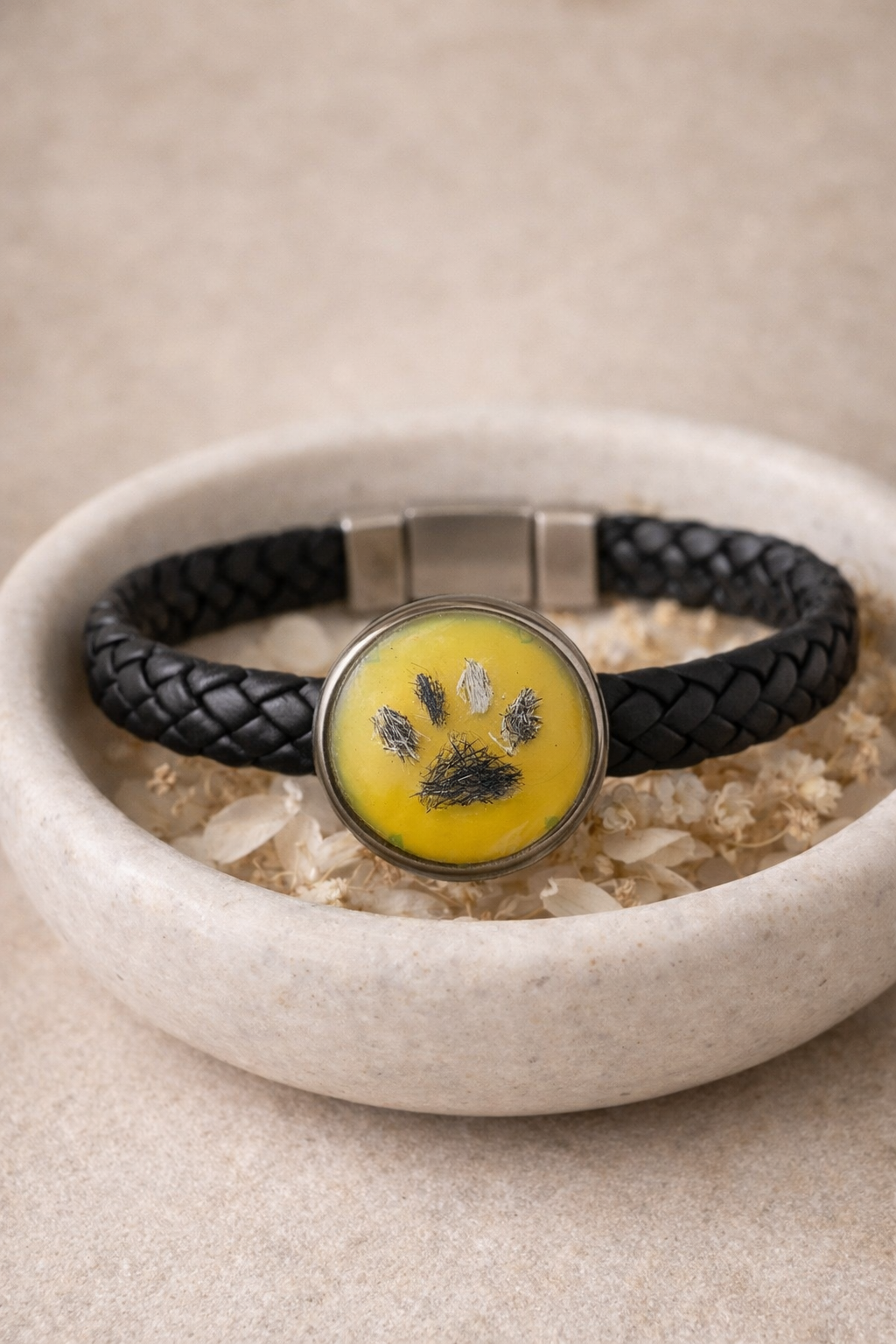 Pulsera emocional para hombre con pelito o cenizas — huella personalizada