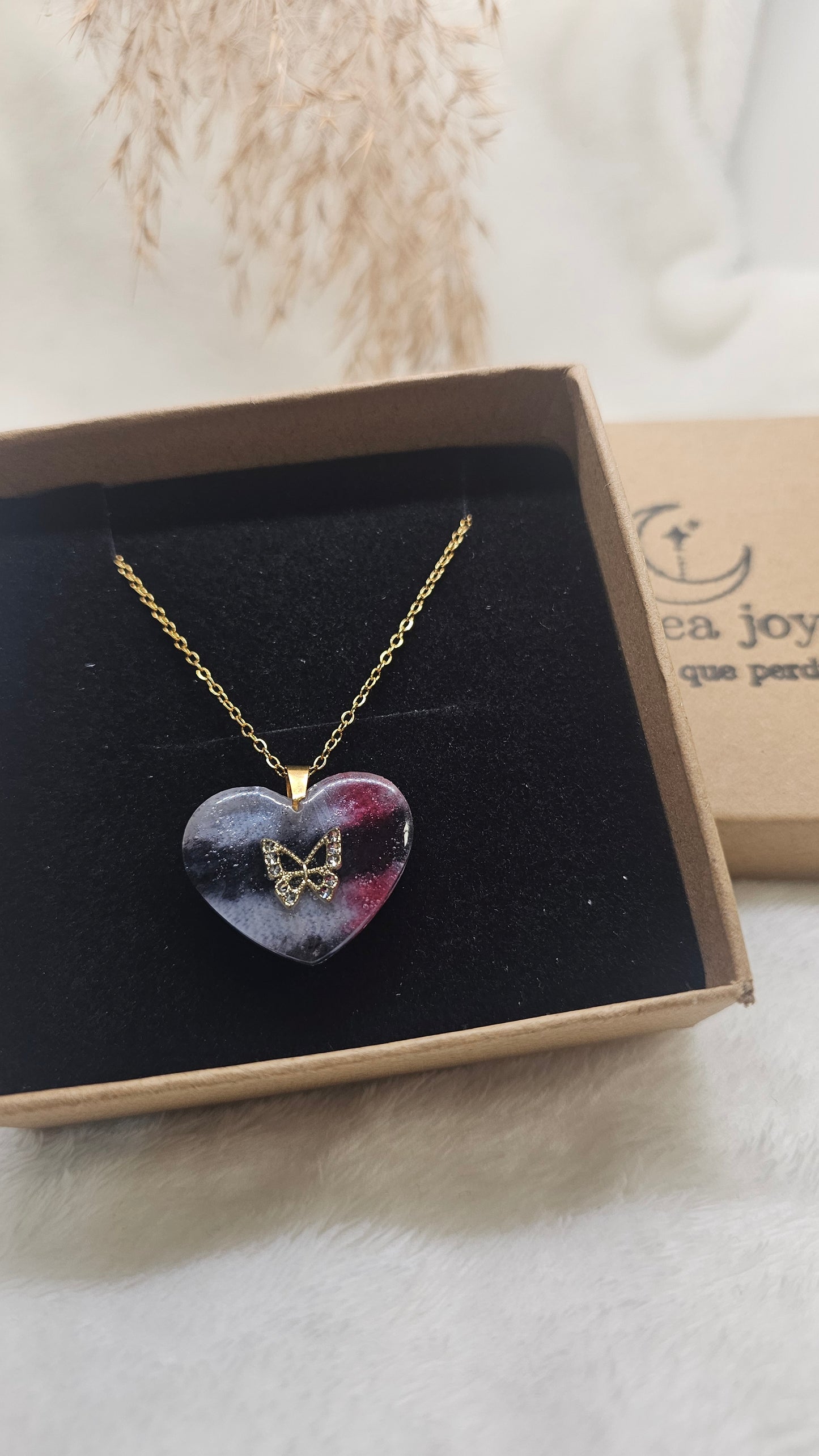 Colgante corazón con textil personalizado