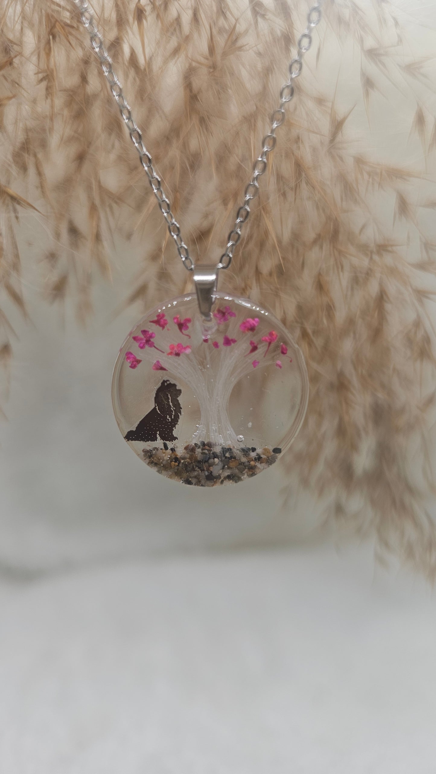 Colgante árbol de la vida personalizado con cenizas, pelito o arena