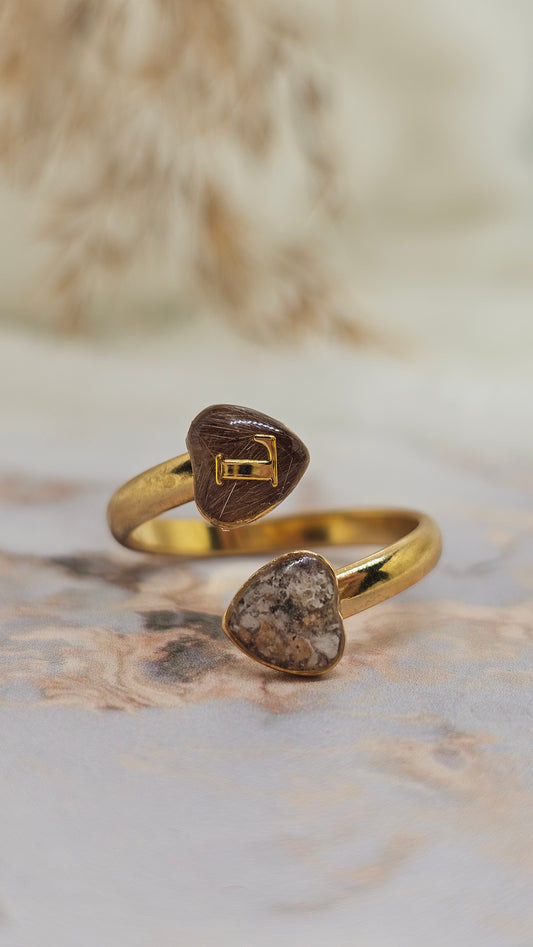 Anillo Doble con Cenizas y Pelito