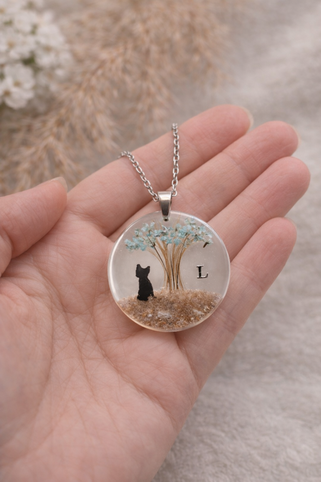 Colgante árbol de la vida personalizado con cenizas, pelito o arena