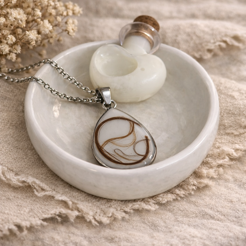 Colgante Gota de Leche Materna con Pelito Mamá y Bebé — Joya Emocional Personalizada