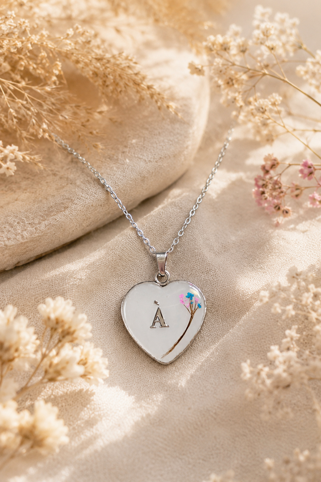 Colgante Corazón Personalizado con Leche Materna y pelito