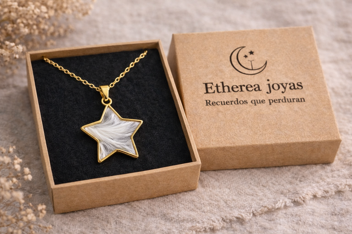 Colgante estrella con pelito personalizado – Joya emocional única