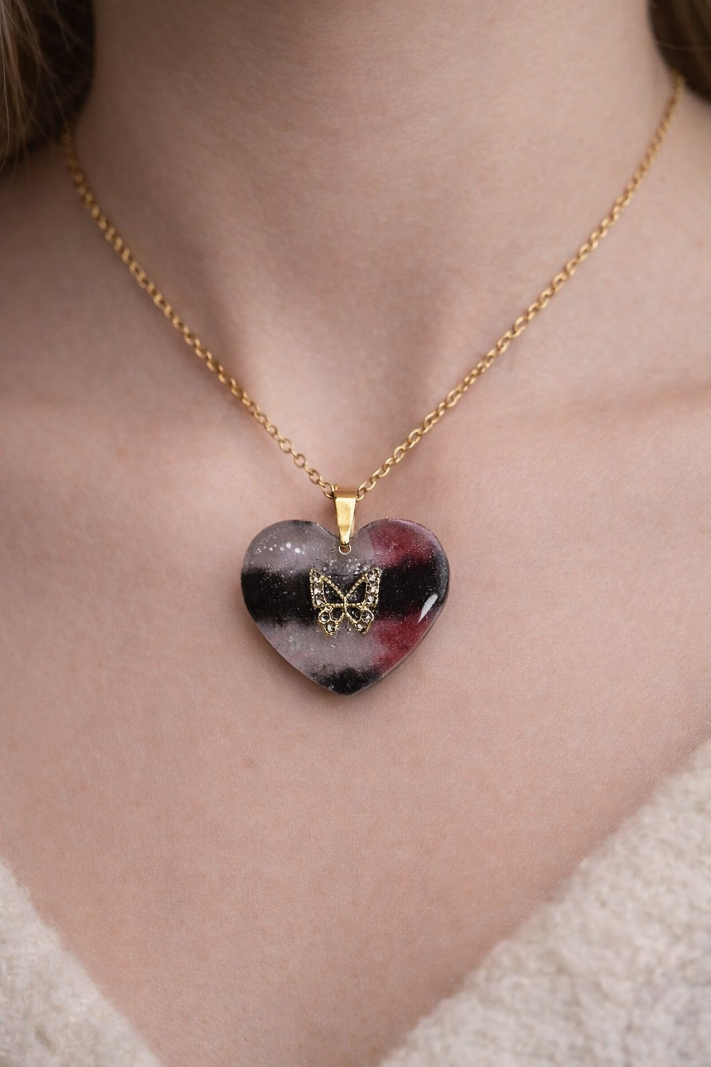 Colgante corazón con textil personalizado