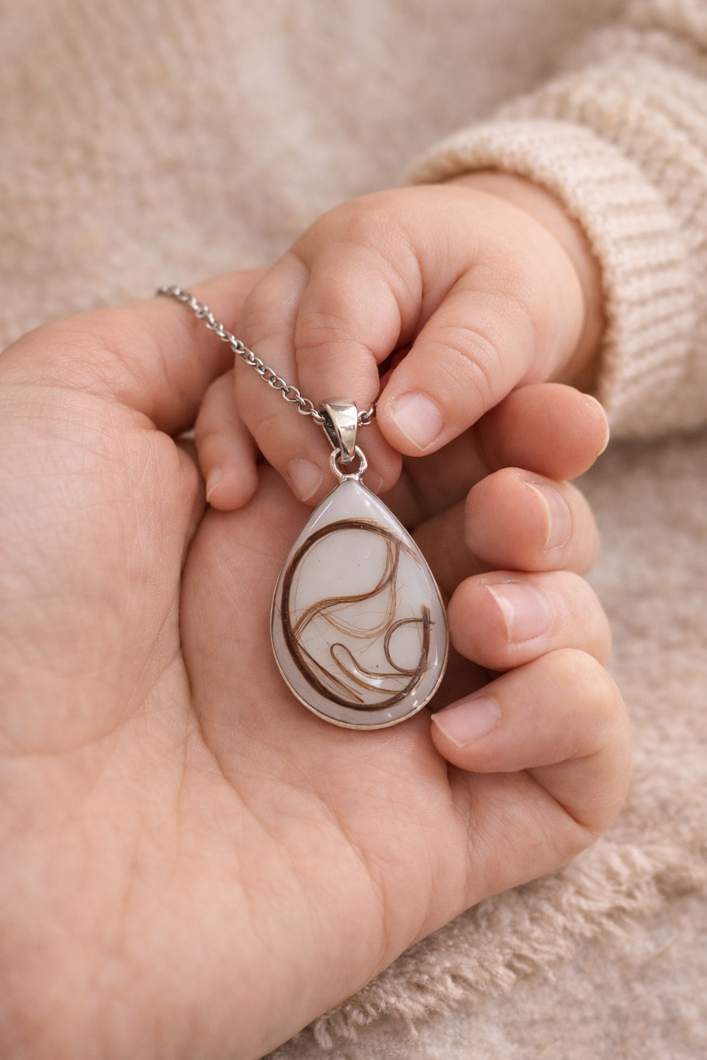 Colgante Gota de Leche Materna con Pelito Mamá y Bebé — Joya Emocional Personalizada