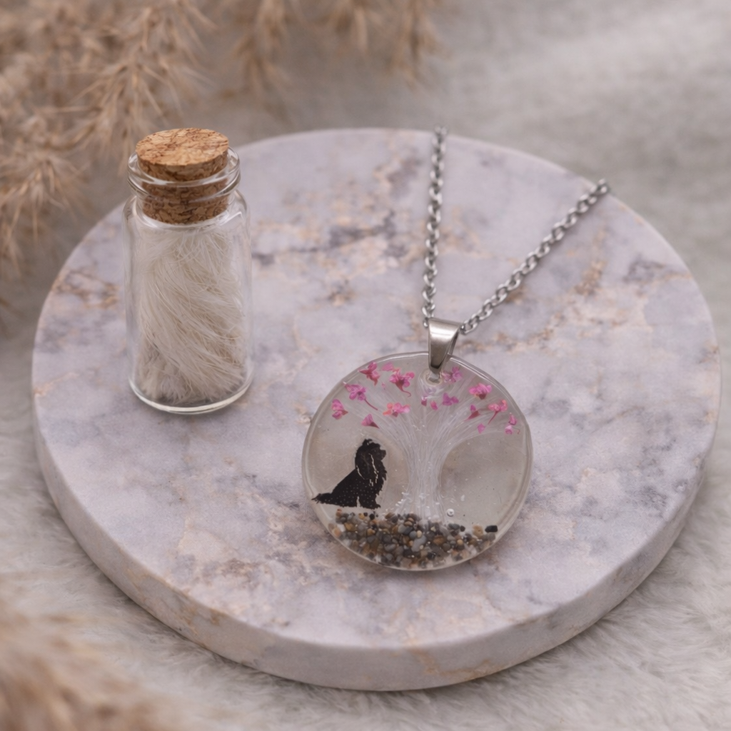 Colgante árbol de la vida personalizado con cenizas, pelito o arena