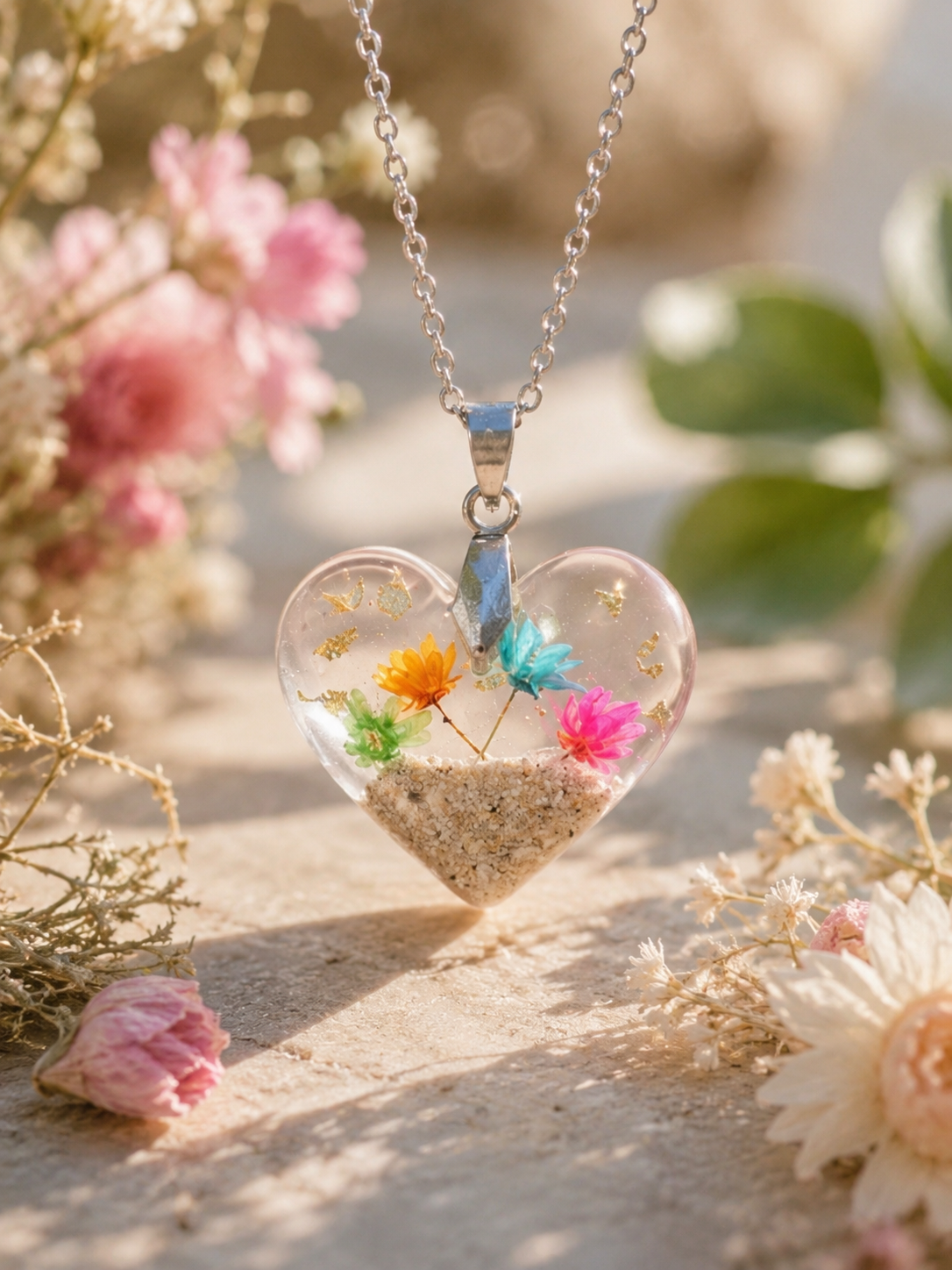 Colgante Corazón Jardín Eterno con Cenizas
