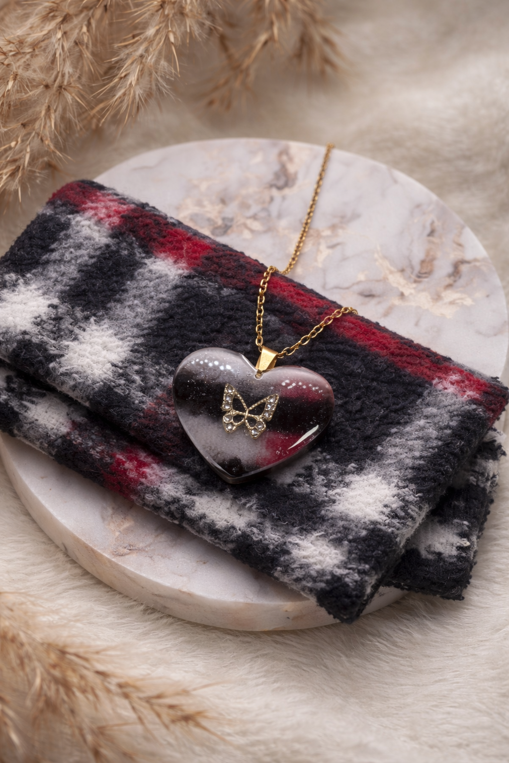 Colgante corazón con textil personalizado