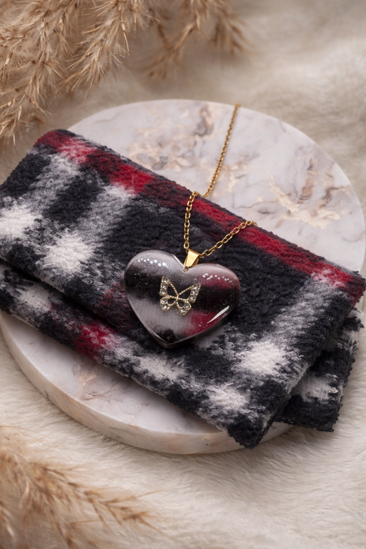 Colgante corazón con textil personalizado