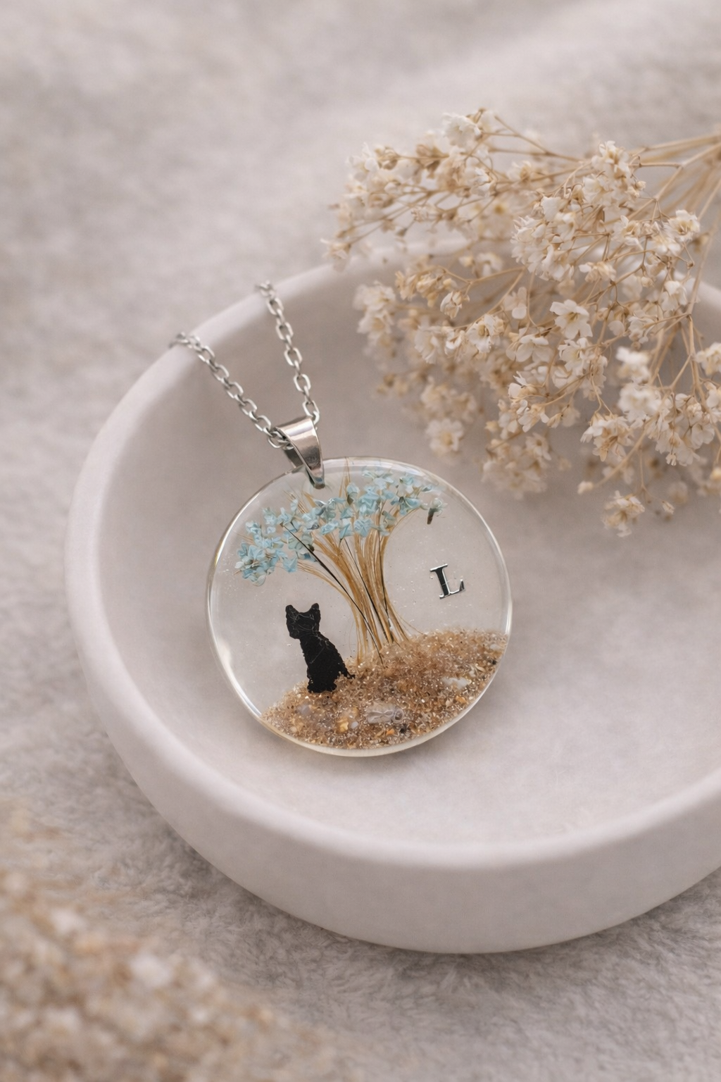 Colgante árbol de la vida personalizado con cenizas, pelito o arena