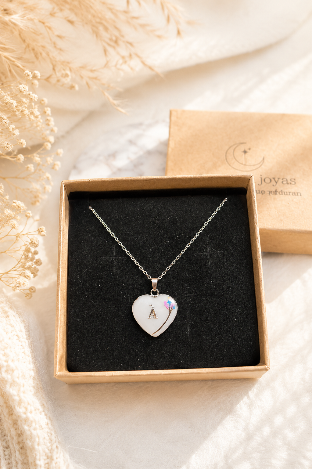 Colgante Corazón Personalizado con Leche Materna y pelito