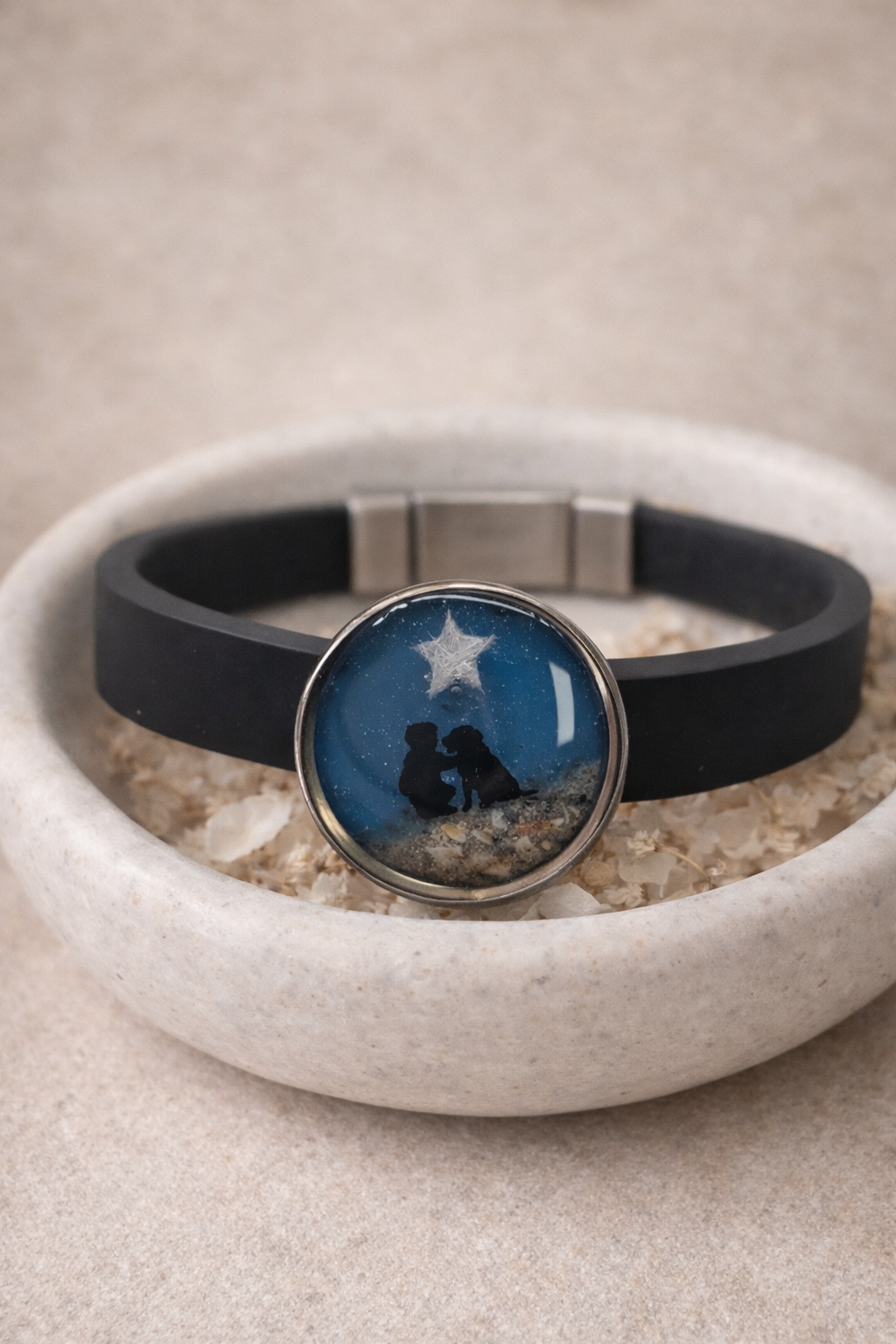 Pulsera emocional ajustable con cenizas y estrella de pelito